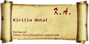 Kirilla Antal névjegykártya